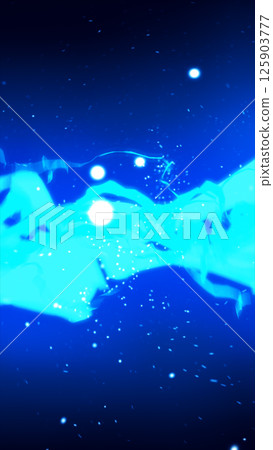 Abstract blue energy streams and particles floating in deep space, evoking cosmic and digital dynamics Abstract blue energy streams and particles floating in deep space, evoking cosmic and digital dynamics 125903777