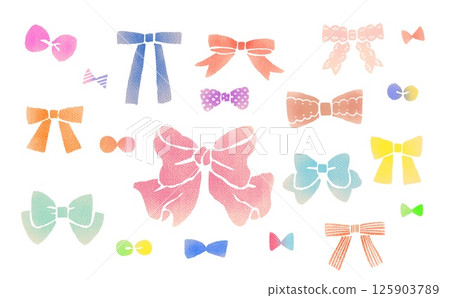 手繪絲帶套裝，色彩鮮豔 125903789