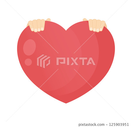 Human hands holding a red heart. Vector illustration 125903951