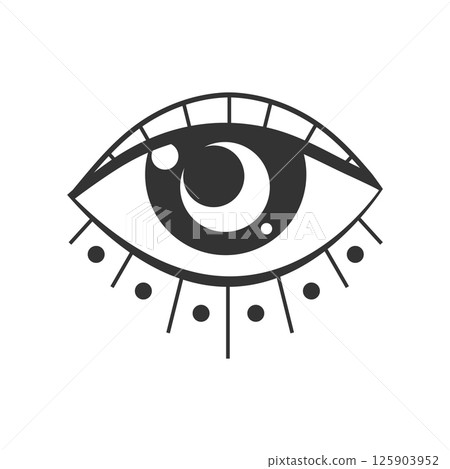 Magical All seeing eye symbol isolated on white background. Mystical boho decoration with magic third eye. Vector illustration 125903952