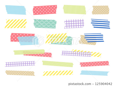 可愛圖案的遮蔽膠帶插圖集 125904042