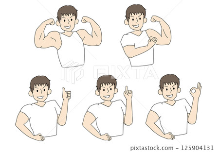 Muscular handsome man pose variation set 4 Muscular handsome man pose variation set 4 125904131
