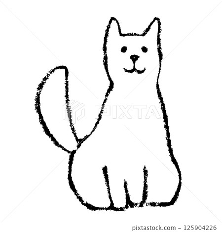 手繪插圖一隻坐著的狗 125904226