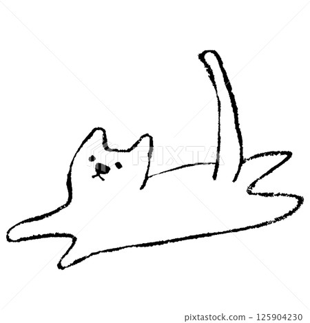 Hand-drawn illustration of a cat lying down Hand-drawn illustration of a cat lying down 125904230