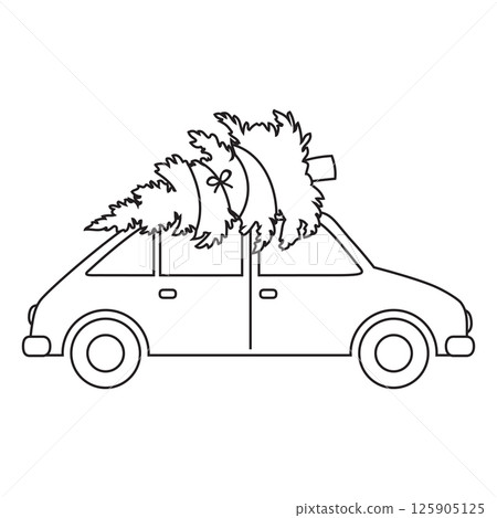 car with christmas tree for coloring book isolated vector illustration car with christmas tree for coloring book isolated vector illustration 125905125