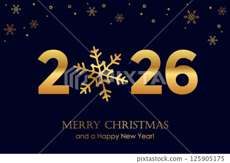 happy new year 2026 typography with snowflakes vector illustration 125905175