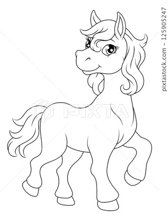Horse Cartoon Cute Animal Character Illustration 125905247