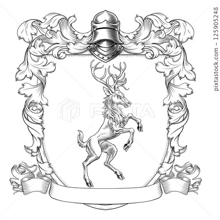 Heraldry Stag Deer Coat of Arms Heraldic Shield 125905248