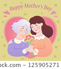 母親節 母親 女兒 子女 康乃馨 獻花 感恩 節日 125905271