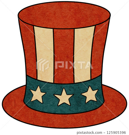 Retro Uncle Sam Hat, 4th of July Cartoon PNG Element 125905396