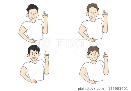 四個英俊、肌肉發達的男人講授重點的插圖 125905401
