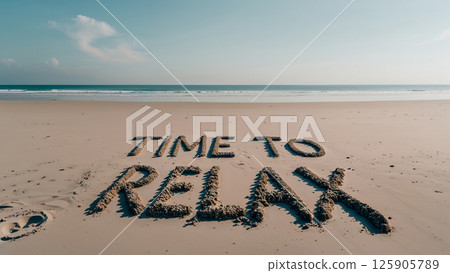 Time to relax writing on the sand of tropical beach 125905789