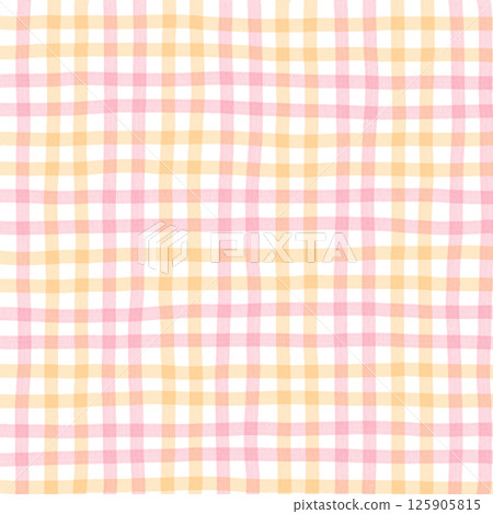 Pink Orange Plaid Gingham Check Hand Drawn Background Pattern Overlay Pink Orange Plaid Gingham Check Hand Drawn Background Pattern Overlay 125905815