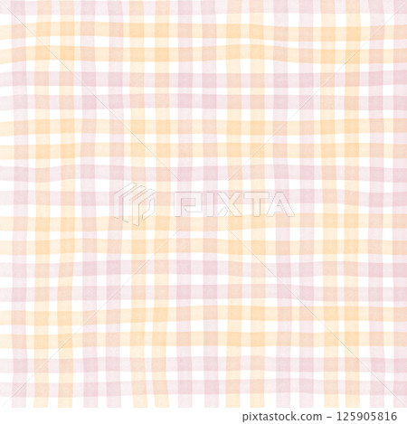 Pink Orange Plaid Gingham Check Hand Drawn Background Pattern Overlay Pink Orange Plaid Gingham Check Hand Drawn Background Pattern Overlay 125905816
