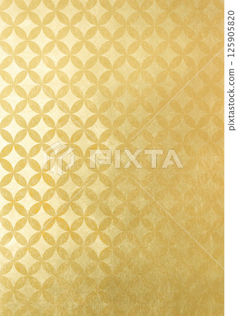帶有七寶圖案的紋理日本圖案背景（背景材料）金箔 125905820