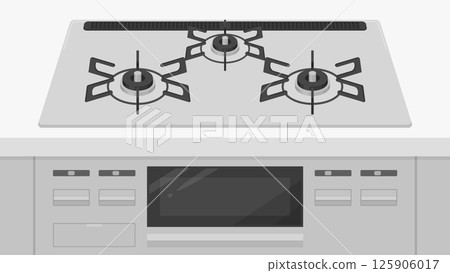 從斜上方看到的嵌入式瓦斯爐插圖_16:9 125906017