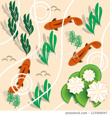 Lake in which the fish swim. Top view. Vector illustration. Lake in which the fish swim. Top view. Vector illustration. 125906047