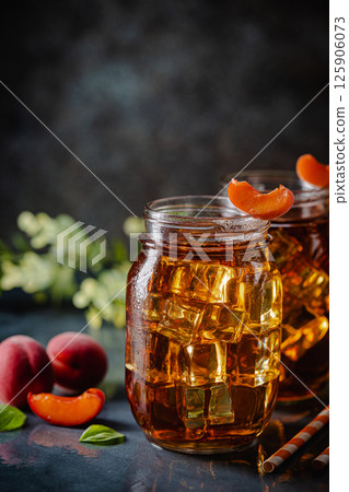 peach or apricot iced tea 125906073