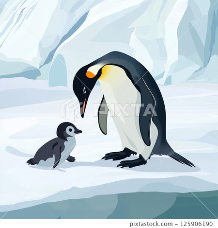 Mommy and baby penguin 125906190
