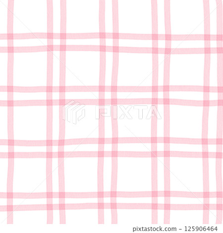 Pink White Plaid Gingham Check Hand Drawn Background Pattern Overlay Pink White Plaid Gingham Check Hand Drawn Background Pattern Overlay 125906464