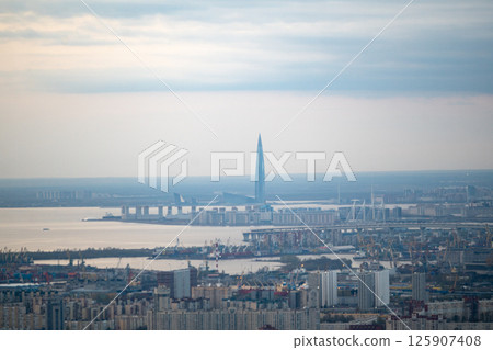 The Lakhta Center multifunctional complex is located on the shore of the Gulf of Finland in St. Petersburg. 125907408