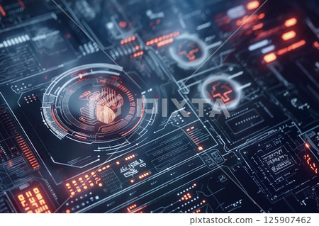 Security system using latest biometric scanning technologies for identification of fingerprints in cyberspace AI Generative Security system using latest biometric scanning technologies for identification of fingerprints in cyberspace AI Generative 125907462