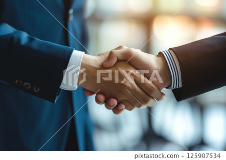 Successful business deals are sealed with handshake by businessman AI Generative 125907534