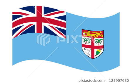 Wavy Flag of Fiji, isolated on transparent background. Flag of the Republic of Fiji. Vector illustration 125907680