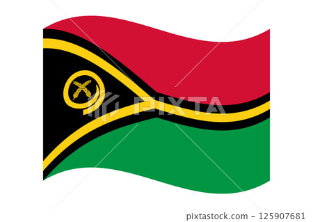 Wavy Flag of Vanuatu, isolated on transparent background. Flag of the Republic of Vanuatu. Vector illustration 125907681