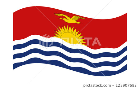 Wavy Flag of Kiribati, isolated on transparent background. Flag of the Republic of Kiribati. Vector illustration 125907682