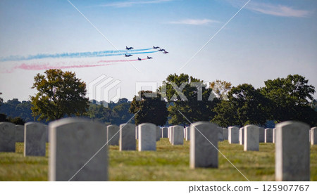 Jet flyover during the independence day celebration. Generated Image 125907767