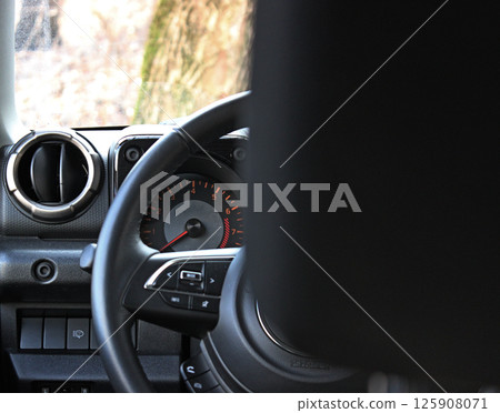 The headrest blocks the view of the car's dashboard 125908071