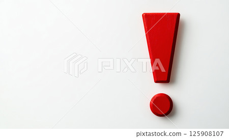 Red exclamation mark on white background 125908107