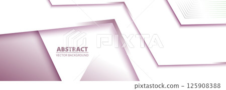 White and soft pink abstract background with geometric shapes. Wide 3d light business banner vector illustration 125908388
