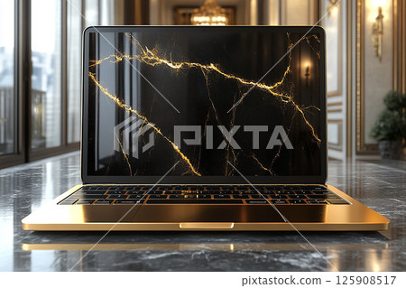 Professional laptop with a blank screen, emphasizing clean aesthetics and modern design 125908517