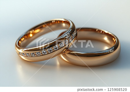 Pair of Wedding Rings on a white background. 125908520