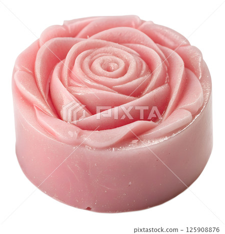 Natural crafted pink rose soap isolated on the transparent background, handmade soap, self-care product 125908876