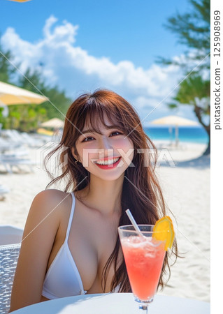Beach cafe_bikini woman 1 Beach cafe_bikini woman 1 125908969