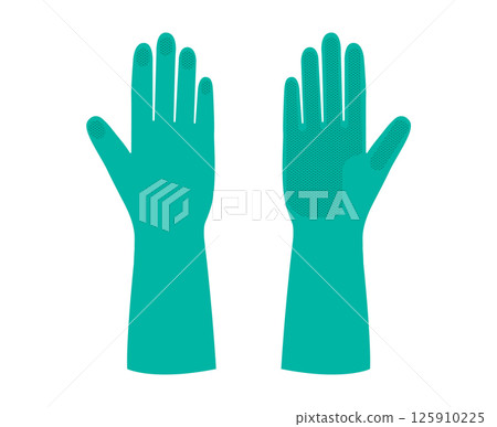 Aqua rubber cleaning protective Gloves Fashion hand accessory clothing technical illustration garment. Dish wash Vector Aqua rubber cleaning protective Gloves Fashion hand accessory clothing technical illustration garment. Dish wash Vector 125910225