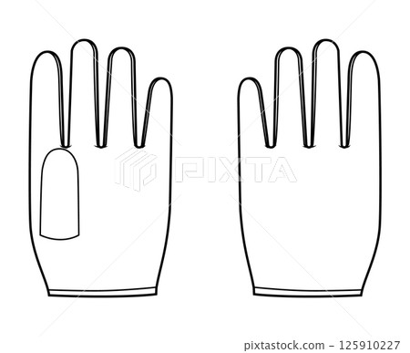 Shortie Gloves Short length Fashion hand accessory clothing technical illustration garment. Vector front palm back view 125910227