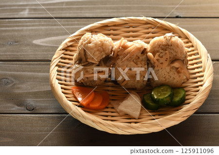 Lotus root and mushroom rice balls Lotus root and mushroom rice balls 125911096