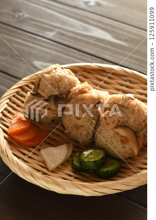 Lotus root and mushroom rice balls 125911099