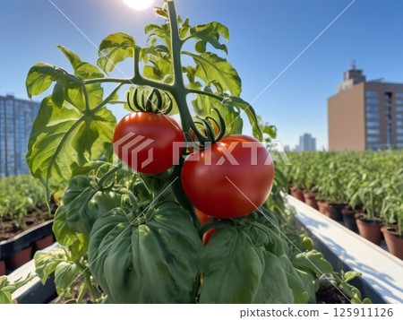 清晨陽光下的番茄田 125911126