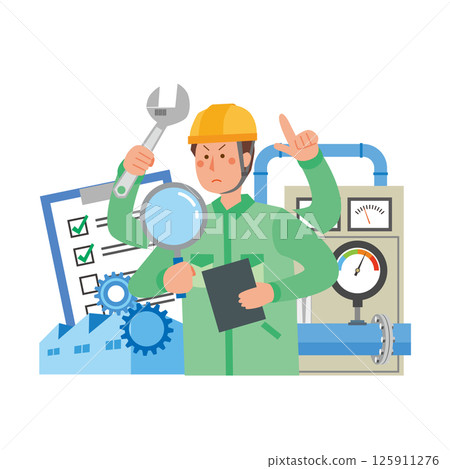 工廠工人忙於檢查和維修工作 工廠工人忙於檢查和維修工作 125911276