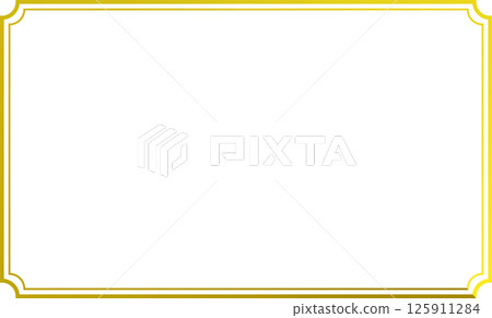 Antique double frame with golden rectangular corners recessed inwards 125911284