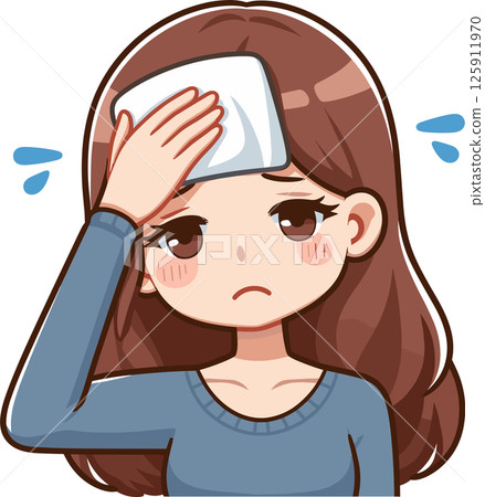 一位女士感到不舒服的插圖 一位女士感到不舒服的插圖 125911970