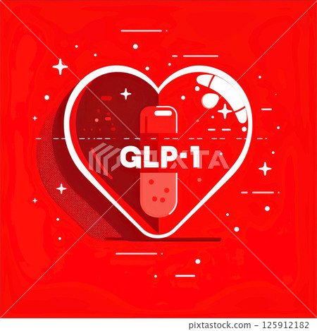 GLP-1 medication in a heart shape symbolizing health and wellness GLP-1 medication in a heart shape symbolizing health and wellness 125912182