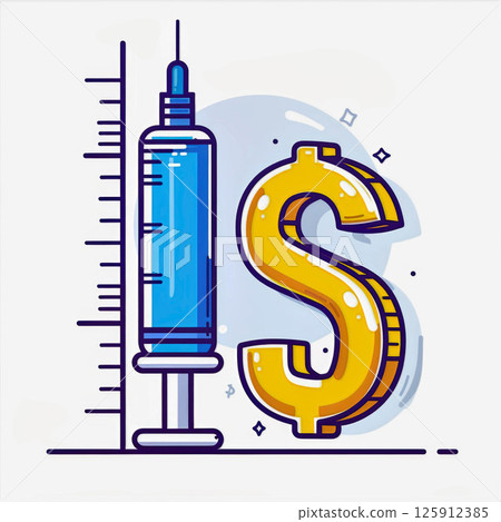Syringe with dollar sign representing the financial aspect of healthcare 125912385