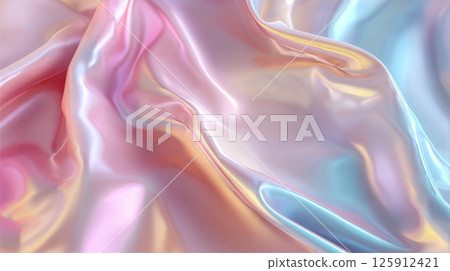 Iridescent silk fabric with soft pastel colors creating a dreamy background for design projects concept 125912421