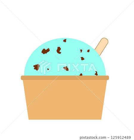 Chocolate mint chip ice cream with cup and spoon image Chocolate mint chip ice cream with cup and spoon image 125912489